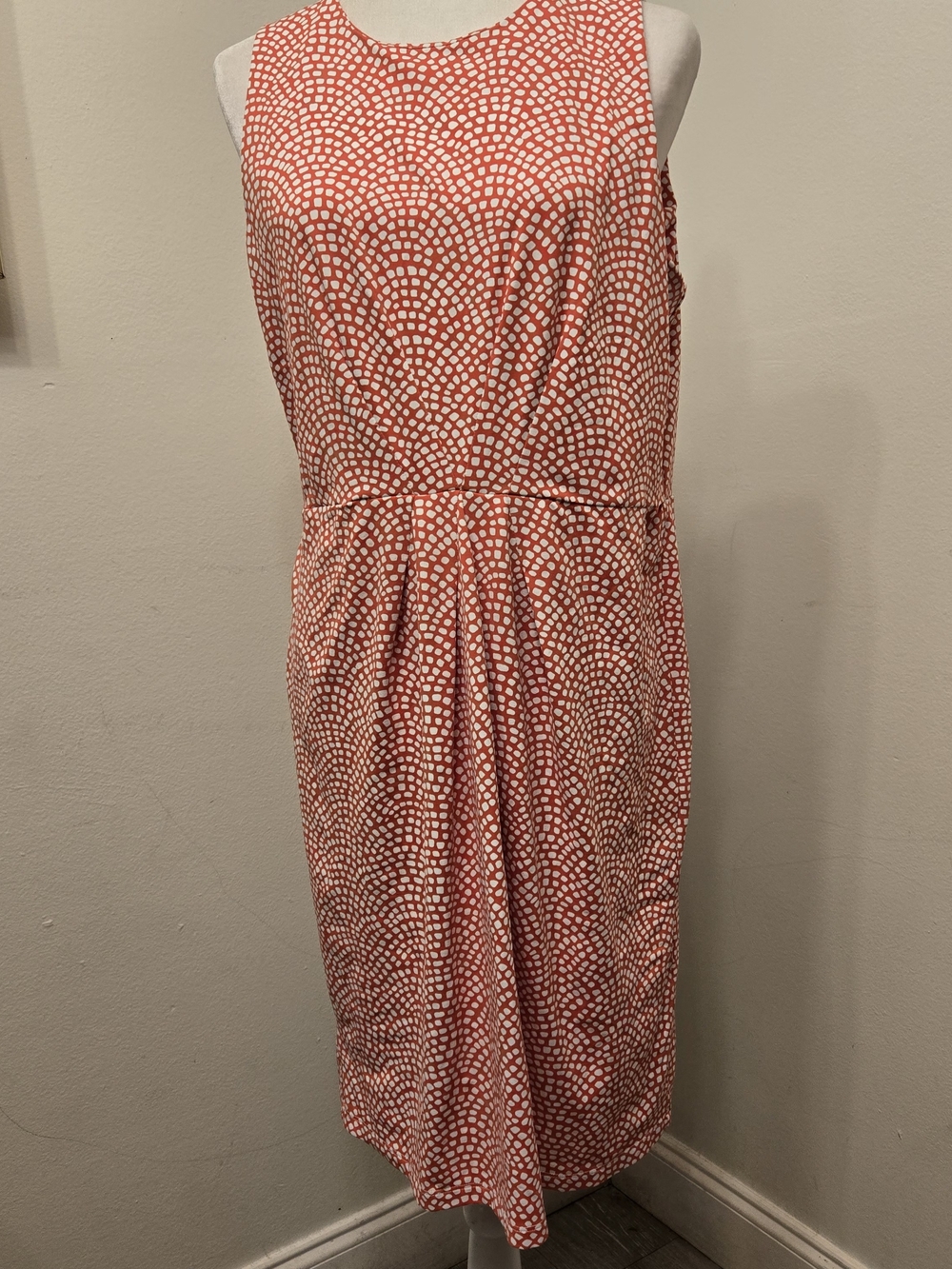 J. McLaughlin Coral and White Sleeveless Midi Dress